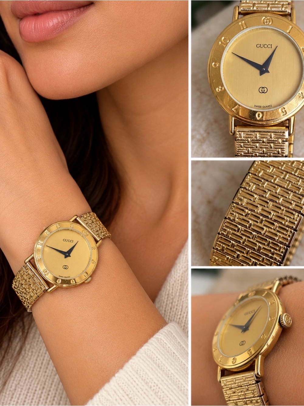 Vintage Gucci Swiss Quartz Gold-Tone Watch – New Battery –